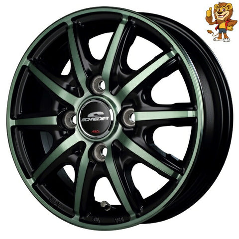 単品販売 マルカ　MID SCHNEIDER RX10-K (BP/GREEN) 12inch 3.5J PCD:100/4H インセット:42 シュナイダー RX10-K